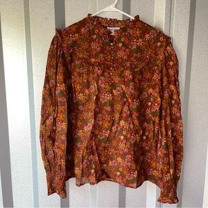 NWT OLIVIA JAMES THE LABEL WILDFLOWER PRAIRIE COTTAGECORE RUFFLE BLOUSE MEDIUM